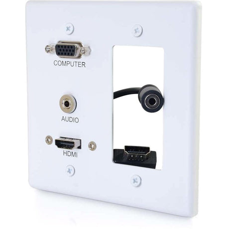 C2G Decorative Dual Gang VGA, 3.5mm Audio and HDMI Wall Plate White — 39877