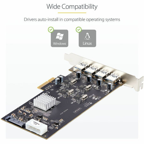 StarTech.com 4-Port USB PCIe Card, USB 3.2 5Gbps, PCI Express Expansion Card with 4x Independent USB Controllers, 4x USB-A Ports — P5Q4A-USB-CARD