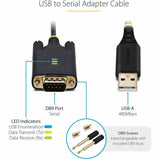 StarTech.com 6.6ft (2m) USB to Serial Adapter Cable, COM Retention, FTDI, DB9 RS232, Interchangeable DB9 Screws/Nuts, Windows/macOS/Linux — 1P6FFC-USB-SERIAL