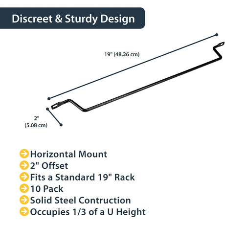 StarTech.com Horizontal Cable Lacing Bars with 2 in. Offset for Racks - Horizontal Cable Manager - 10 Pack — CMLB102