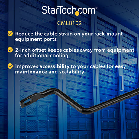 StarTech.com Horizontal Cable Lacing Bars with 2 in. Offset for Racks - Horizontal Cable Manager - 10 Pack — CMLB102