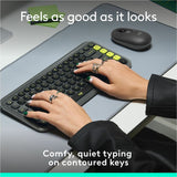 Logitech POP ICON KEYS Wireless Bluetooth Keyboard, Comfortable Typing, Programmable Keys, Easy-Switch Between up to 3 Devices (Graphite & Green) — 920-013143