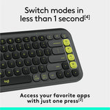 Logitech POP ICON KEYS Wireless Bluetooth Keyboard, Comfortable Typing, Programmable Keys, Easy-Switch Between up to 3 Devices (Graphite & Green) — 920-013143