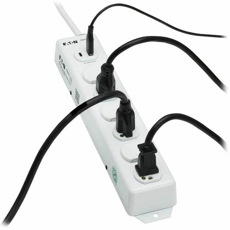 Eaton Tripp Lite Series Safe-IT UL 1363 Medical-Grade Power Strip, 6 Hospital-Grade Outlets, USB Charging, Safety Covers, Antimicrobial, 2 ft. Cord — PS-602-HGUSB