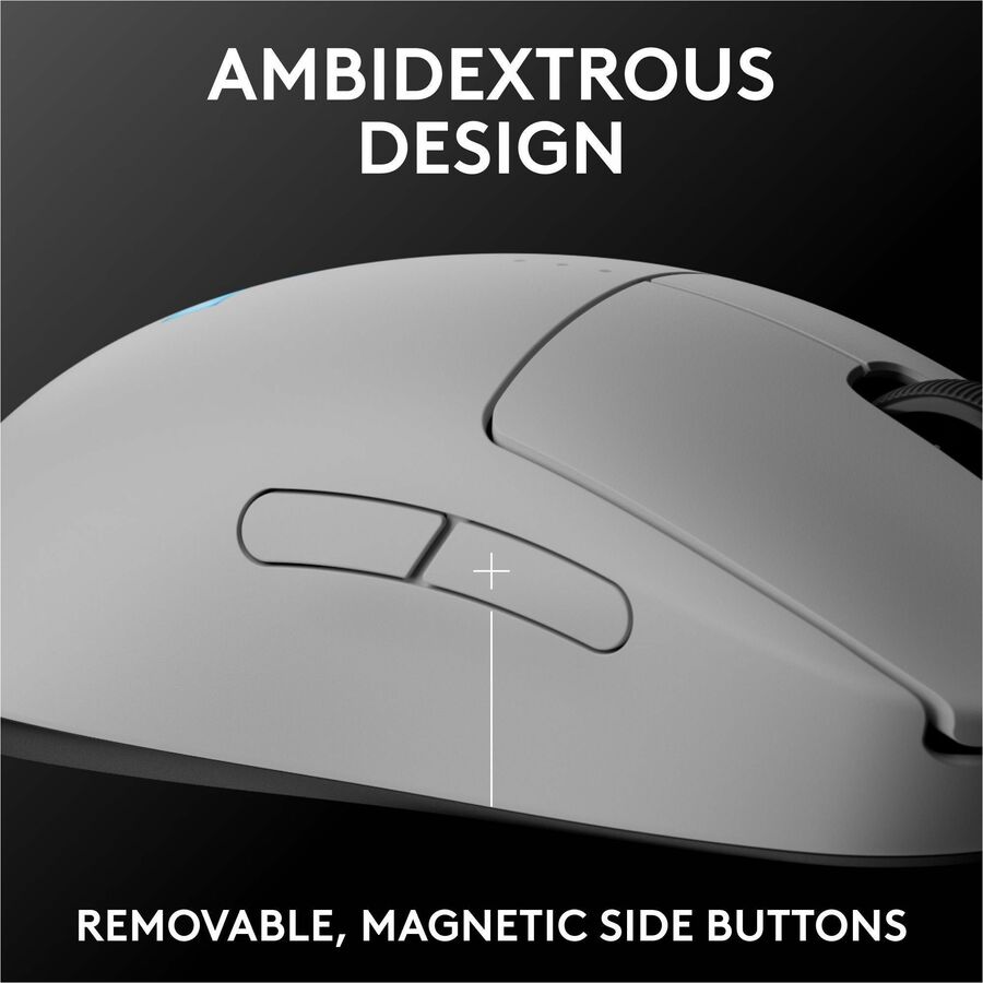 Logitech G PRO 2 LIGHTSPEED Wireless Gaming Mouse, Right- or Left-Handed Mouse with up to 4 Customizable and Switchable Magnetic Side Buttons, 32k DPI Sensor, USB-C Charging, for PC/Mac - White — 910-007290