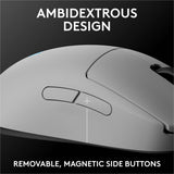 Logitech G PRO 2 LIGHTSPEED Wireless Gaming Mouse, Right- or Left-Handed Mouse with up to 4 Customizable and Switchable Magnetic Side Buttons, 32k DPI Sensor, USB-C Charging, for PC/Mac - White — 910-007290