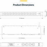 StarTech.com 16-Outlet Horizontal Rack Mount Metered PDU, 1U Server Power Strip w/Surge Protector, 125V/15A, 8ft (2.4m) Power Cord, TAA — 16NM8-RACK-MOUNT-PDU