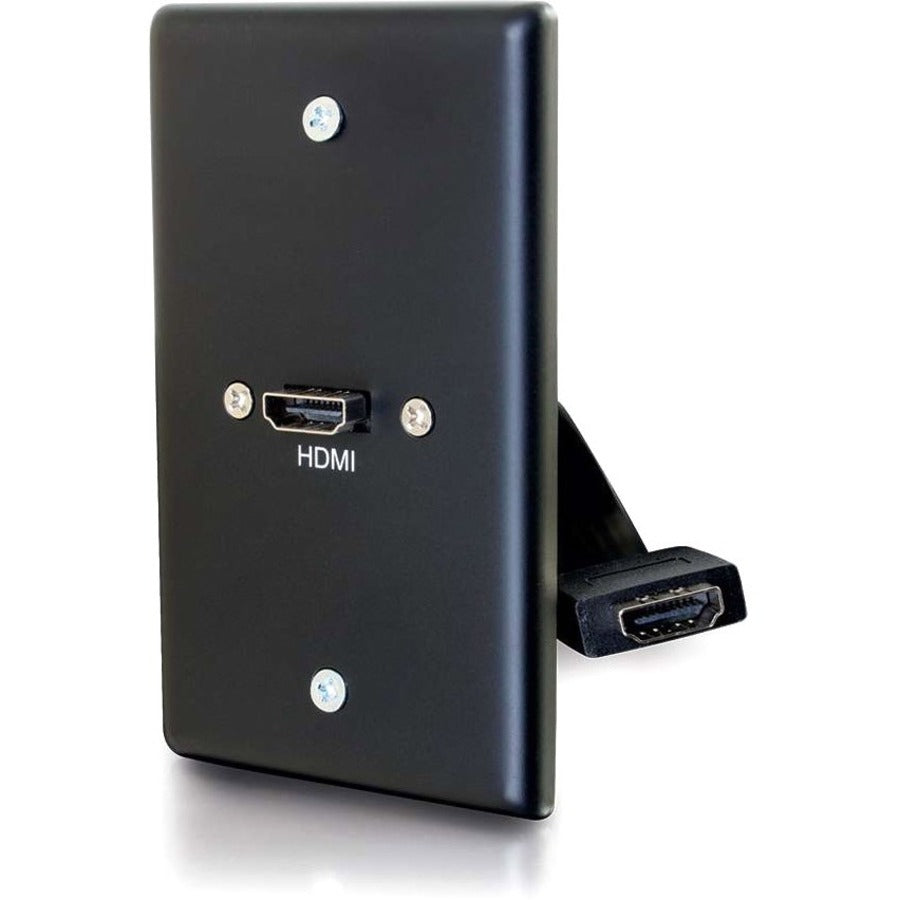 C2G Single Gang Wall Plate with HDMI Pigtail Black — 39878