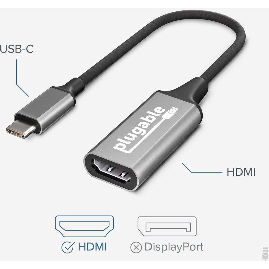 Plugable USB C to HDMI adapter, HDMI 2.0, USB4 / Thunderbolt Adapter for 4K Monitor up to 4K 60Hz — USBC-HDMI