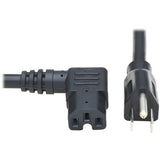 Eaton Tripp Lite Series Power Cord, NEMA 5-15P to Right-Angle C15 - Heavy-Duty, 15A, 125V, 14 AWG, 8 ft. (2.43 m), Black — P019-008-C15RA