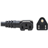 Eaton Tripp Lite Series Power Cord, NEMA 5-15P to Right-Angle C15 - Heavy-Duty, 15A, 125V, 14 AWG, 8 ft. (2.43 m), Black — P019-008-C15RA