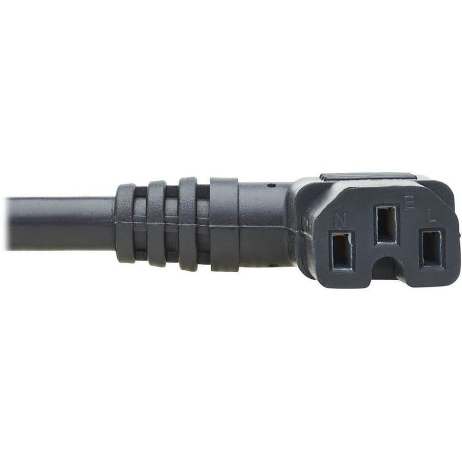 Eaton Tripp Lite Series Power Cord, NEMA 5-15P to Right-Angle C15 - Heavy-Duty, 15A, 125V, 14 AWG, 8 ft. (2.43 m), Black — P019-008-C15RA