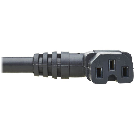 Eaton Tripp Lite Series Power Cord, NEMA 5-15P to Right-Angle C15 - Heavy-Duty, 15A, 125V, 14 AWG, 8 ft. (2.43 m), Black — P019-008-C15RA