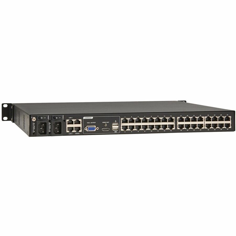 Eaton 32-Port Cat5e KVM over IP Switch - Virtual Media, 2 Remote/1 Local User, HDMI Output, 1U Rack-Mount, TAA — B064-032-02-IPH