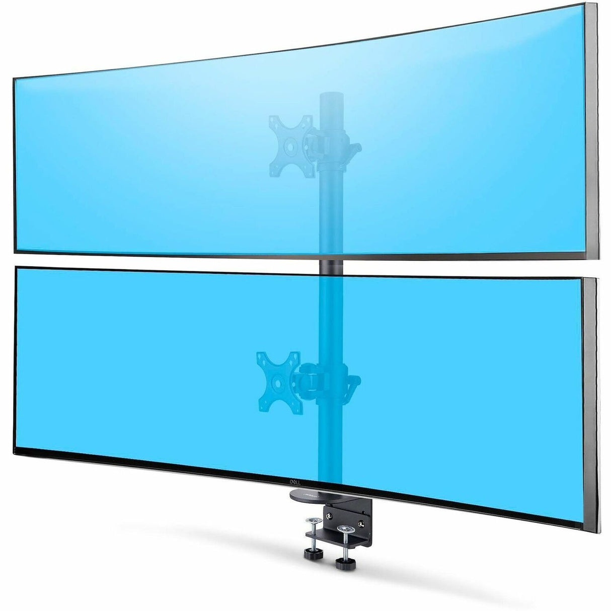 StarTech.com Desk Mount For 2x Vertically Stacked Monitors, Dual 49" , Total 70lb/32kg, C-Clamp, VESA, Widescreen 16:9/Ultrawide 32:9, TAA — H2MPV-MONITOR-MOUNT