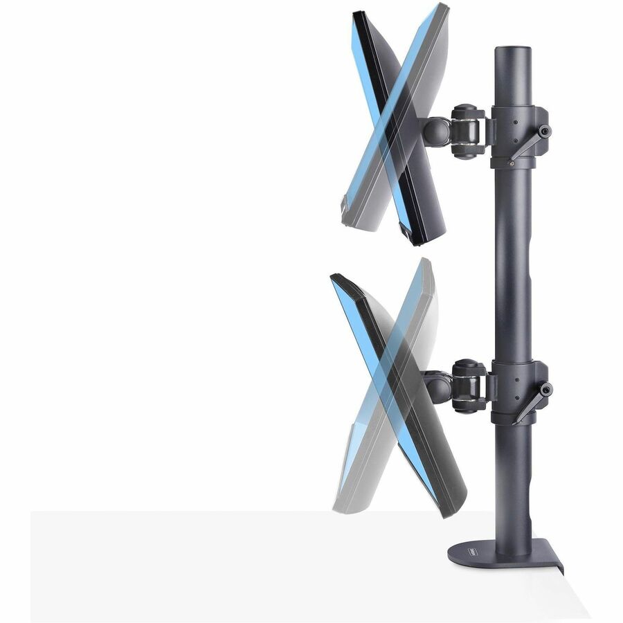 StarTech.com Desk Mount For 2x Vertically Stacked Monitors, Dual 49" , Total 70lb/32kg, C-Clamp, VESA, Widescreen 16:9/Ultrawide 32:9, TAA — H2MPV-MONITOR-MOUNT