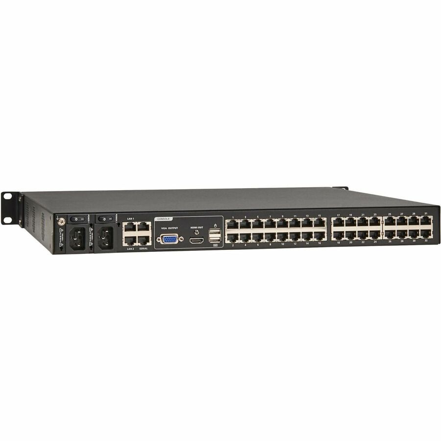 Eaton 32-Port Cat5e KVM over IP Switch - Virtual Media, 1 Remote/1 Local User, HDMI Output, 1U Rack-Mount, TAA — B064-032-01-IPH