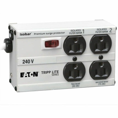 Eaton Tripp Lite Series Isobar 4-Outlet 230V Surge Protector, 6 ft. (1.83 m) Cord with Right-Angle Plug, 330 Joules, Metal Housing — ISOBAR4/220