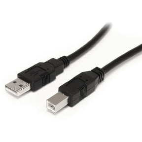 StarTech.com 9 m / 30 ft Active USB A to B Cable - M/M - Black USB 2.0 A to B Cord - Printer Cable - Extension USB Cable (USB2HAB30AC) — USB2HAB30AC