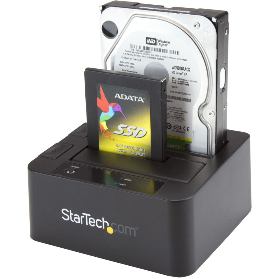 StarTech.com Dual-Bay USB 3.0 / eSATA to SATA Hard Drive Docking Station, 2.5/3.5" SATA III, SSD/HDD Dock, Top-Loading — SDOCK2U33EB