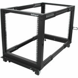 StarTech.com 4-Post 12U Mobile Open Frame Server Rack, 19" Network Rack with Casters, Rolling Rack for Computer/AV/Data/IT Equipment — 4POSTRACK12U