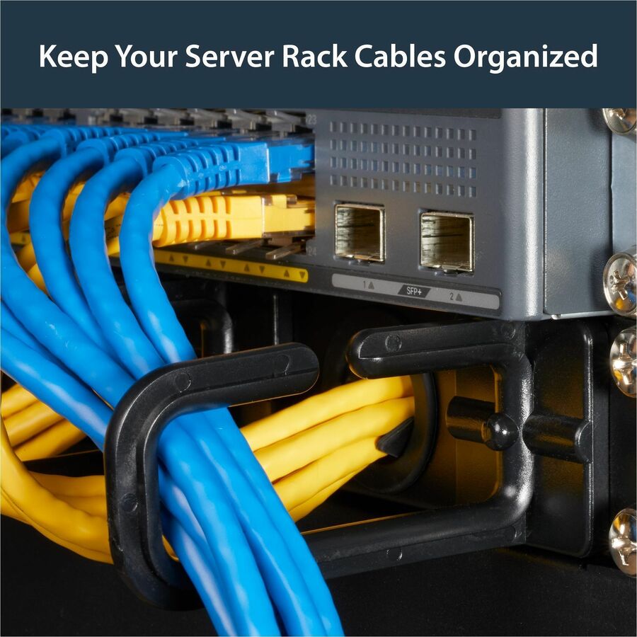 StarTech.com 1U 19" Cable Management Organizer - D Ring Hook Network/Server Rack Cord Manager - Data Center Horizontal Wire Panel — CABLMANAGERH