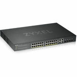 ZYXEL GS1920-24HPv2 24-Port Gigabit Smart Nebula Cloud Managed PoE Switch | 24 PoE+ Ports at 375W with 4 SFP Uplinks | TAA Compliant — GS1920-24HPv2