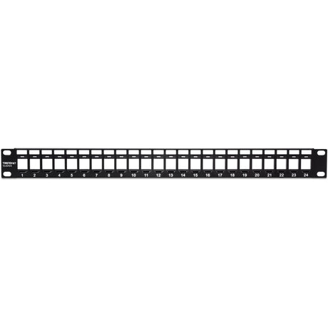 TRENDnet 24-Port Blank Keystone 1U Patch Panel, 1U 19" Metal Rackmount Housing, Recommended With TC-K25C6 & TC-K50C6 Cat6 Keystone Jacks (Sold Separately), Black, TC-KP24