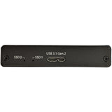 StarTech.com Dual M.2 Enclosure - RAID - M.2 SATA SSD Enclosure - USB 3.1 (10 Gbps) - USB-C & USB-A External Enclosure - Aluminum — SM22BU31C3R
