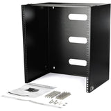 StarTech.com 12U Wall Mount Rack, 14in Deep, 19 inch Wall Mount Network Rack, Wall Mounting Patch Panel Bracket for Switch/IT Equipment — WALLMNT12