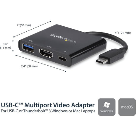 StarTech.com USB C Multiport Adapter with HDMI 4K & 1x USB 3.0 - PD - Mac & Windows - USB Type C All in One Video Adapter — CDP2HDUACP
