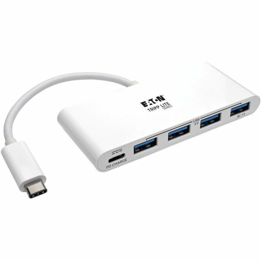 Eaton Tripp Lite Series 4-Port USB-C Hub, USB 3.x (5Gbps), 4x USB-A Ports, 60W PD Charging, White — U460-004-4A-C