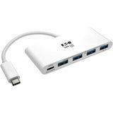 Eaton Tripp Lite Series 4-Port USB-C Hub, USB 3.x (5Gbps), 4x USB-A Ports, 60W PD Charging, White — U460-004-4A-C