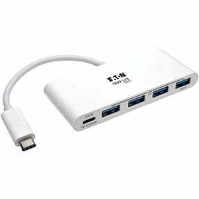 Eaton Tripp Lite Series 4-Port USB-C Hub, USB 3.x (5Gbps), 4x USB-A Ports, 60W PD Charging, White — U460-004-4A-C