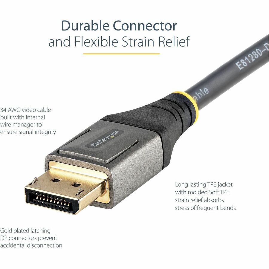 StarTech.com 10ft (3m) VESA Certified DisplayPort 1.4 Cable, 8K 60Hz HDR10, UHD 4K 120Hz Video, DP to DP Monitor Cord, DP 1.4 Cable, M/M — DP14VMM3M