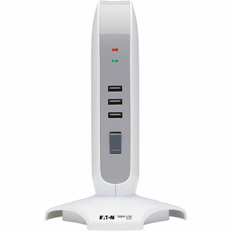 Eaton Tripp Lite Series 5-Outlet Surge Protector Tower, 3x USB Ports (3.1A Shared), 6 ft. Cord, 5-15P Plug, 1200 Joules, White — TLP66USB