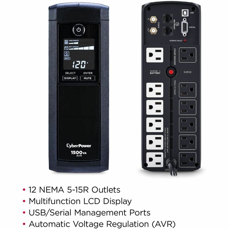 CyberPower CP1500AVRLCDTAA TAA Compliant UPS System — CP1500AVRLCDTAA