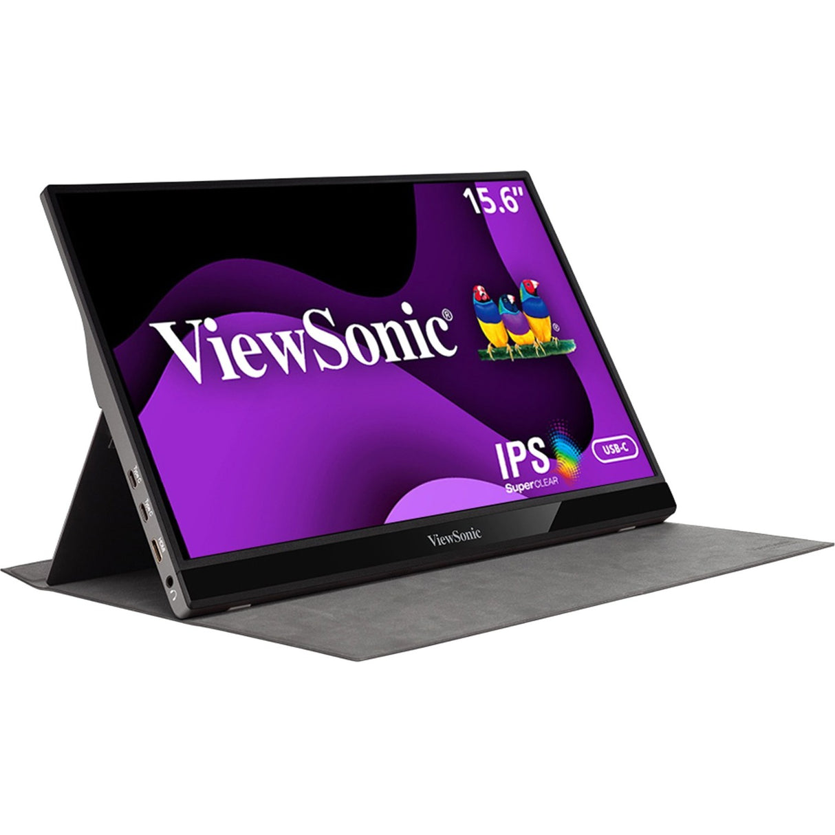 ViewSonic VG1655 15.6 Inch 1080p Portable Monitor with 2 Way Powered 60W USB C, IPS, Eye Care, Dual Speakers, Built-in Stand with Magnetic Cover — VG1655