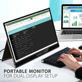 ViewSonic VG1655 15.6 Inch 1080p Portable Monitor with 2 Way Powered 60W USB C, IPS, Eye Care, Dual Speakers, Built-in Stand with Magnetic Cover — VG1655