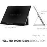 ViewSonic VG1655 15.6 Inch 1080p Portable Monitor with 2 Way Powered 60W USB C, IPS, Eye Care, Dual Speakers, Built-in Stand with Magnetic Cover — VG1655