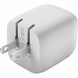 Belkin 45W Portable Dual Port GaN Wall Charger - 2xUSB-C (45W Total) - w/ USB-C to USB-C Cable - Fast Charging - Power Adapter - White — WCH011dq2MWH-B6