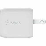 Belkin 45W Portable Dual Port GaN Wall Charger - 2xUSB-C (45W Total) - w/ USB-C to USB-C Cable - Fast Charging - Power Adapter - White — WCH011dq2MWH-B6