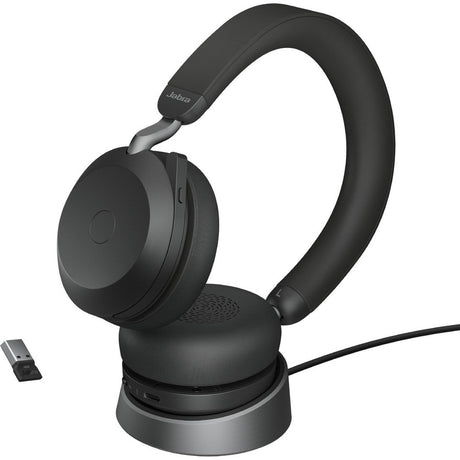 Jabra Evolve2 75 Wireless On-ear Stereo Headset - USB-A - Unified Communication - Black - Binaural - Ear-cup - 3000 cm - Bluetooth - 20 Hz to 20 kHz - MEMS Technology Microphone - Noise Cancelling — 27599-989-999