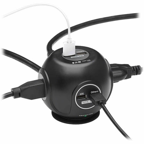 Eaton Tripp Lite Series Safe-IT 3-Outlet Spherical Surge Protector, 5-15R Outlets, 4 USB Charging Ports, 8 ft. (2.4 m) Cord, Antimicrobial Protection — TLP38UAM