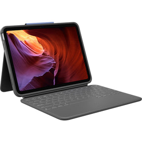 Logitech Rugged Folio Rugged Keyboard/Cover Case (Folio) for 10.9" Apple, Logitech iPad (10th Generation & A16) Tablet - Graphite — 920-011295