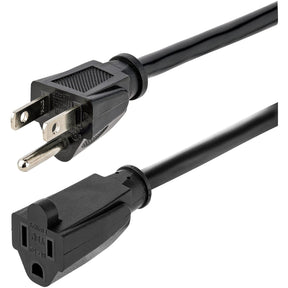 StarTech.com 15ft (4.5m) Heavy Duty Extension Cord, NEMA5-15P to NEMA5-15R Black Extension Cord, 15A 125V, 14AWG, Heavy Gauge Power Cable — HX-15F-POWER-CORD