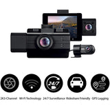 myGEKOgear by Adesso Scout Pro 2K 3-Channel Dash Cam Surveillance Edition with Front View, Cabin View, Rear View, APP for Instant Video Access, Wide Angle View, 32GB SD Card Included, G-Sensor, ODB2 Cable for Toolless 24/7 Surveillance — GOSP32G