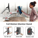 SIIG MTPRO Desk Mount Dual Gas Spring Monitor Arm - up to 32" Display - Max. Load 19.8 lbs - VESA 75 & 100mm — CE-MT3X11-S1