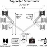 SIIG MTPRO Desk Mount Dual Gas Spring Monitor Arm - up to 32" Display - Max. Load 19.8 lbs - VESA 75 & 100mm — CE-MT3X11-S1
