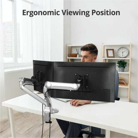 SIIG MTPRO Desk Mount Dual Gas Spring Monitor Arm - up to 32" Display - Max. Load 19.8 lbs - VESA 75 & 100mm — CE-MT3X11-S1